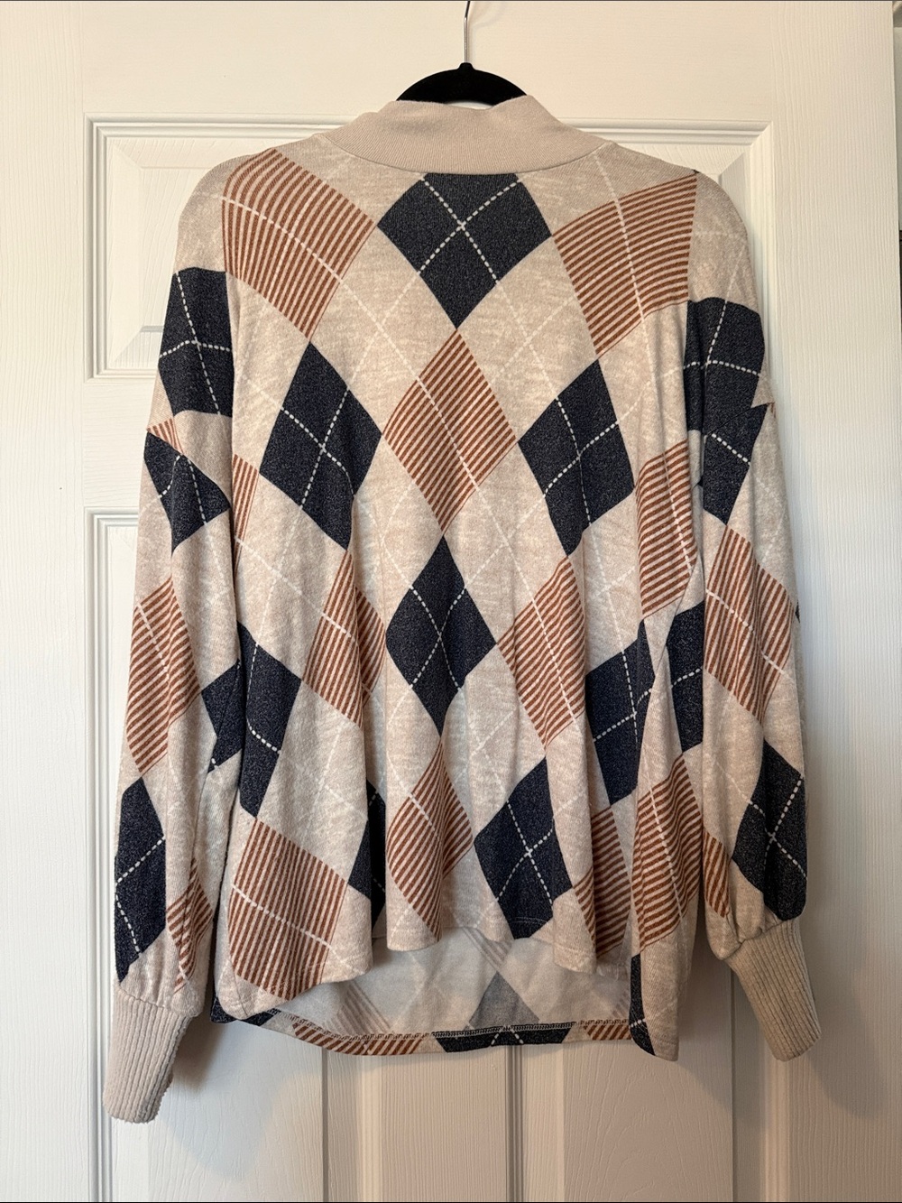 Maurices Felicity Argyle Blouson Sleeve Top